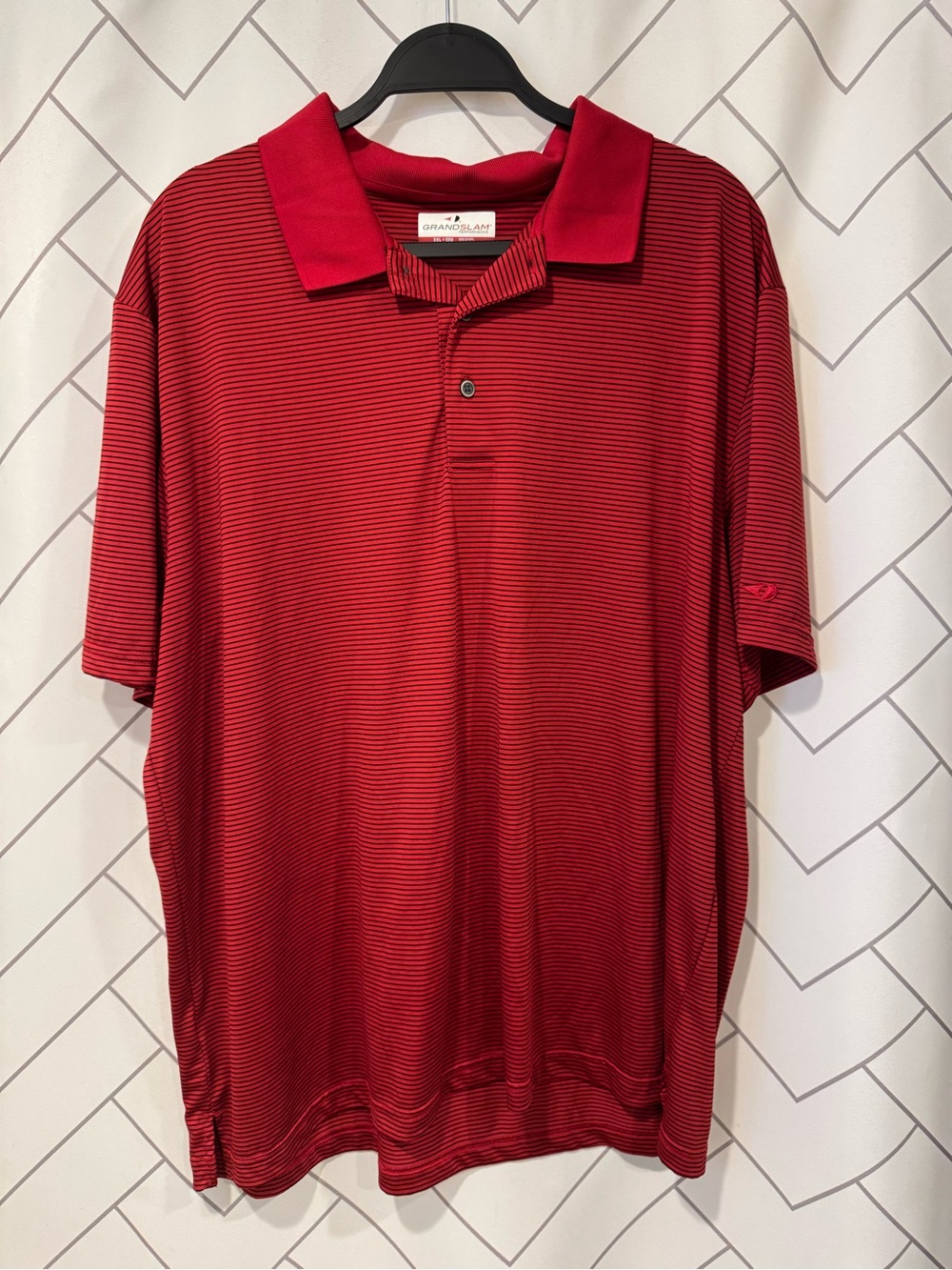 Grand Slam Men's Red Micro-Stripe Polo